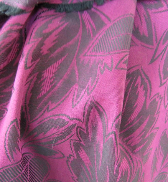 Oblong scarf Pink Jacquard Cotton wool blend large lovely Magenta