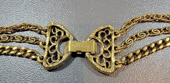 locket pendant gold tone three chains goldette vi… - image 3