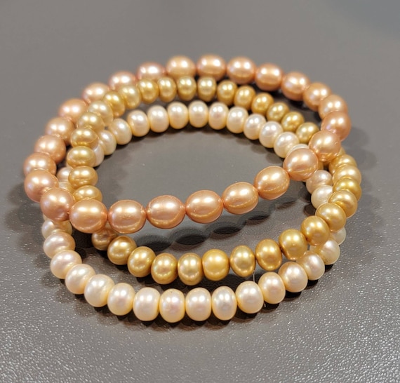 Pearl bracelet trio stretchy pearl bracelets real pearls