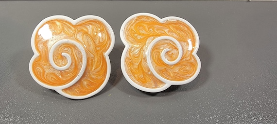orange flower earrings monet clip big and bold Boom boom style