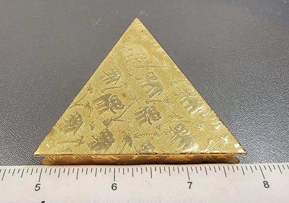 faberge compact triangular gold tone elephants - image 8