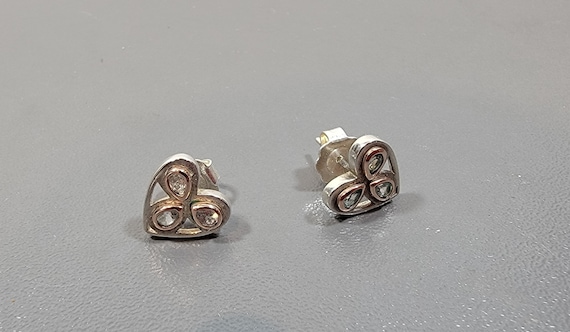 Valentine heart earrings sterling silver welsh Clogau trio of stones