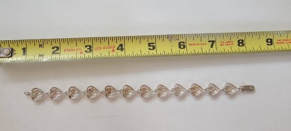 fancy chain bracelet sterling silver hearts vinta… - image 4