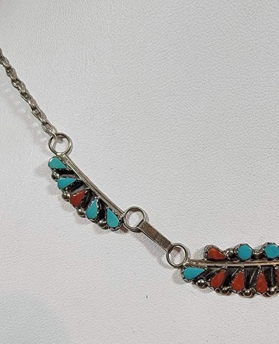 Turquoise necklace coral handmade zuni - image 8