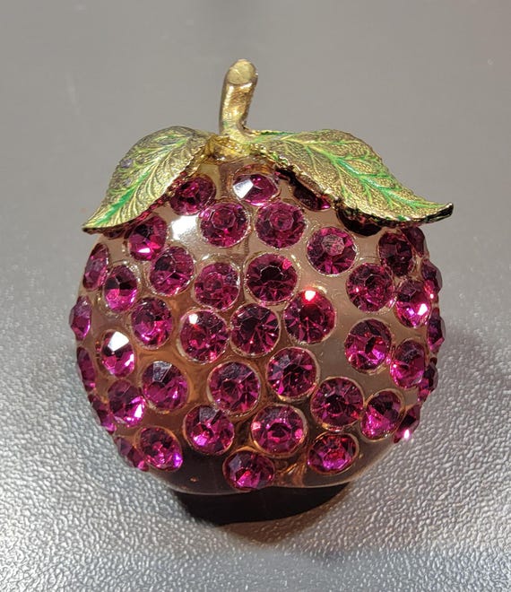 Cherry brooch lucite and rhinestones forbidden fruit