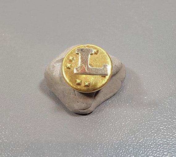 yellow gold tie tack Initial L gift for man or woman classic accessory