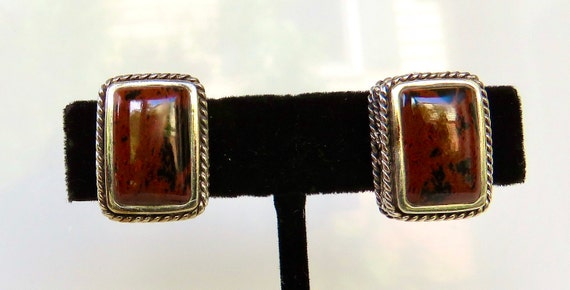 Jasper earrings sterling silver clip on - image 1