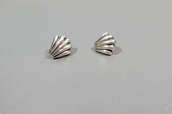 Scallop shell earrings  sterling silver studs Compestella symbol