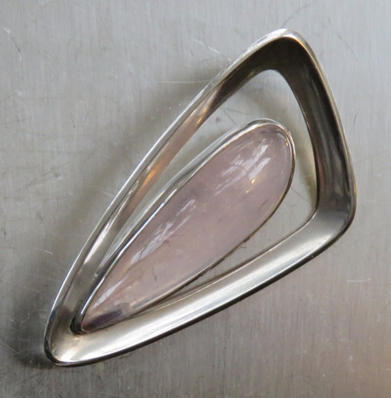 scandinavian silver brooch Modernist silver rose … - image 1