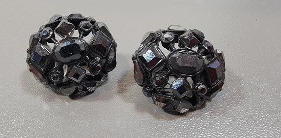 st john earrings clip on black rhinestone