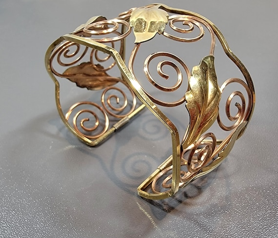 gold filled bracelet wide floral rose gold Krementz