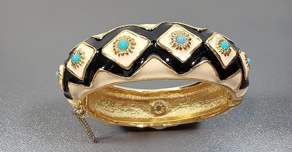 j crew bangle cream black turquoise enamel magnetic clasp