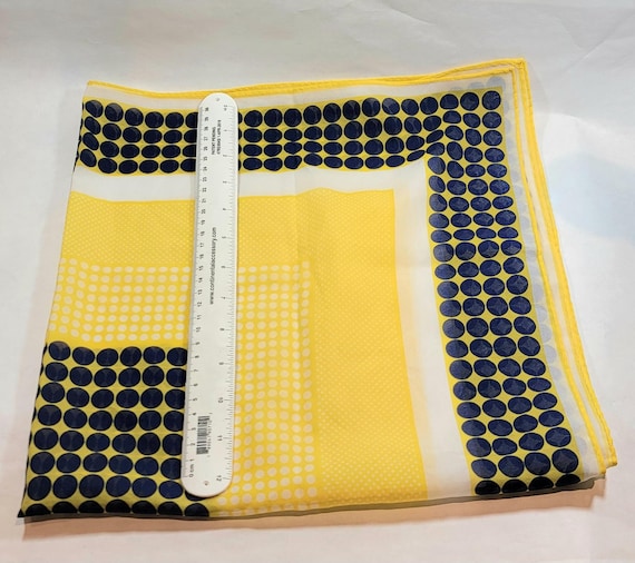chiffon scarf square maize blue and white vintage
