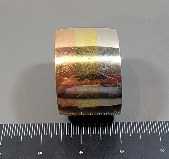 copper cuff bracelet wide brass silver vintage - image 8
