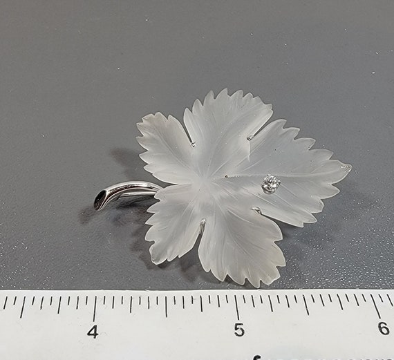 rock crystal brooch diamond white gold maple leaf - image 8