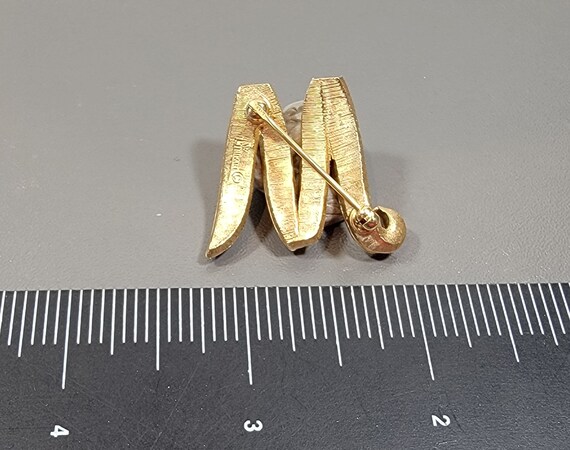 trifari brooch initial pin letter M cursive script - image 2