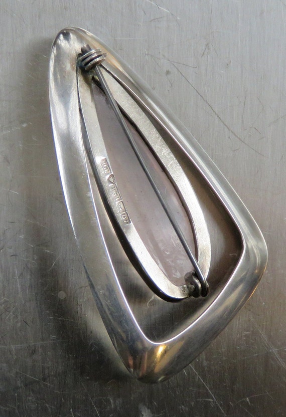 scandinavian silver brooch Modernist silver rose … - image 2
