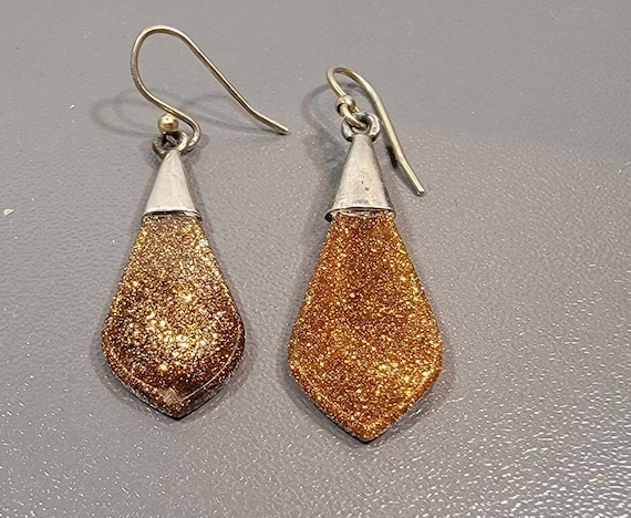 Victorian earrings gold stone sterling silver fish hooks