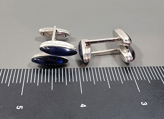 blue cabochon cufflinks sterling silver vintage - image 5