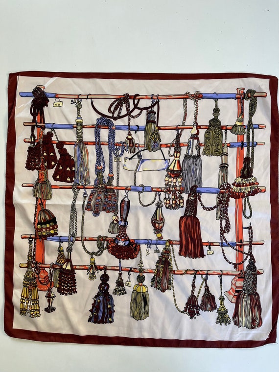 Tassel Silk Scarf Square French style passementerie