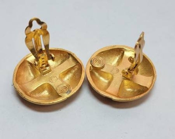 golden earrings big screw clip on nineties - image 3