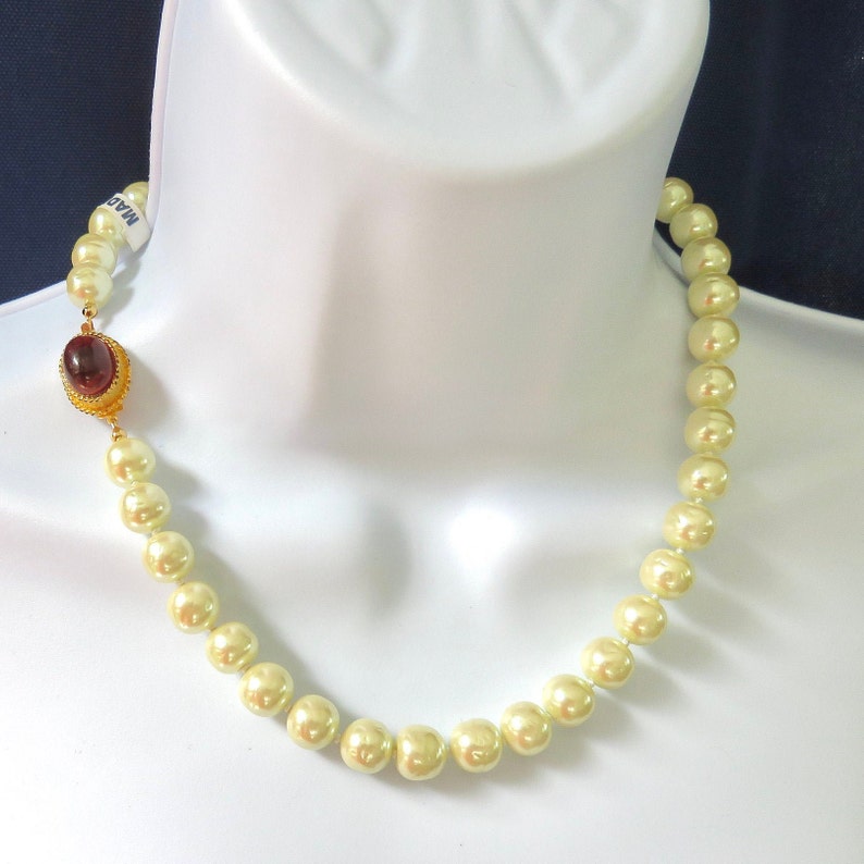 Pearl necklace art glass clasp nos Japanese baroque glass pearls