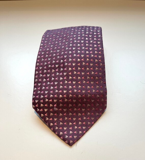 Charvet Silk Necktie Purple Red and Pink Triangles Luxury French Necktie