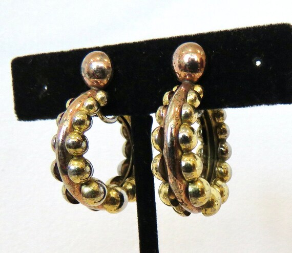 Hoop earrings Sterling silver Monet rose yellow g… - image 6