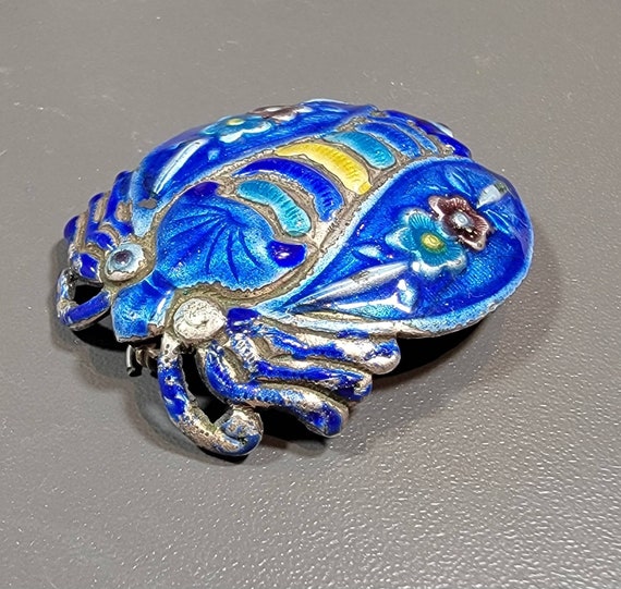 Chinese enamel brooch large bug beautiful - image 1