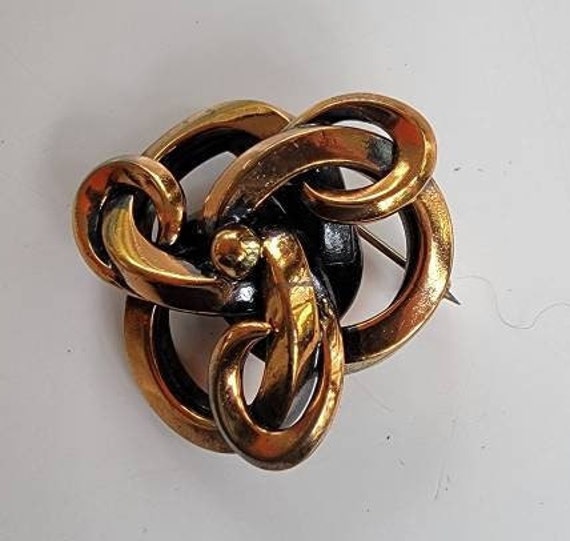 copper brooch mcm trinity design interlocking swi… - image 3