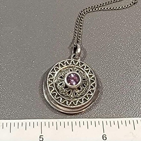 Locket sterling silver antique style amethyst february birthstone