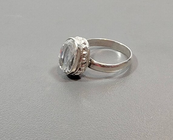 crystal ring solitaire sterling silver vintage je… - image 3