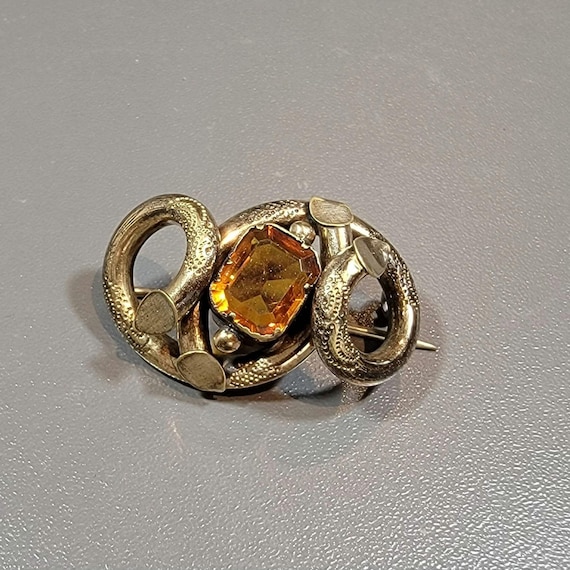 Victorian brooch rolled gold knot citrine glass stone