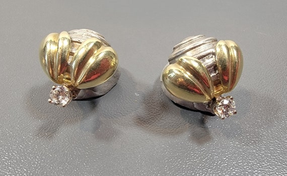 bee earrings sterling silver 18 karat gold cz pie… - image 4