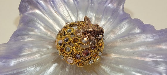 alexis bittar flower brooch large crystals vintag… - image 2