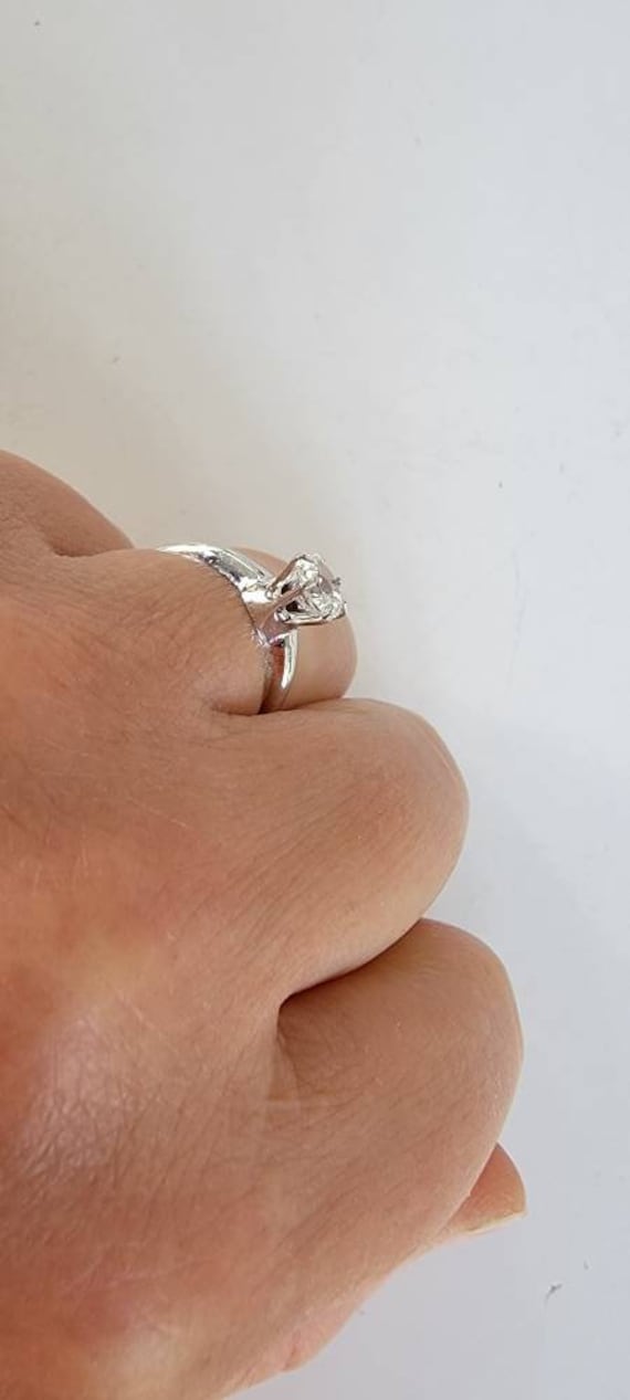 rhinestone engagement ring sterling silver solitai