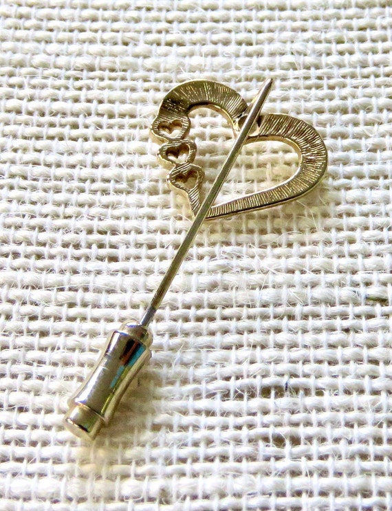 heart brooch stick pin  open heart vintage romant… - image 5