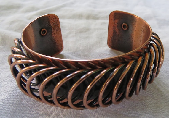 mcm bracelet Copper cuff spiral decoration Renoir… - image 1