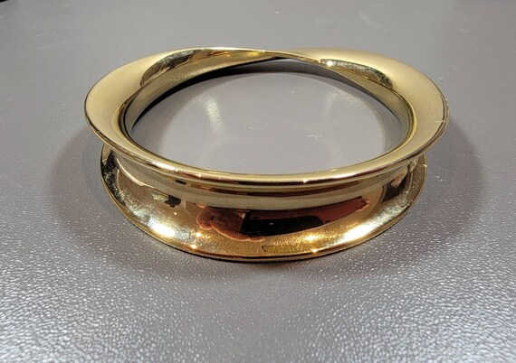 gold tone bangle bracelet modernist minimal design - image 9