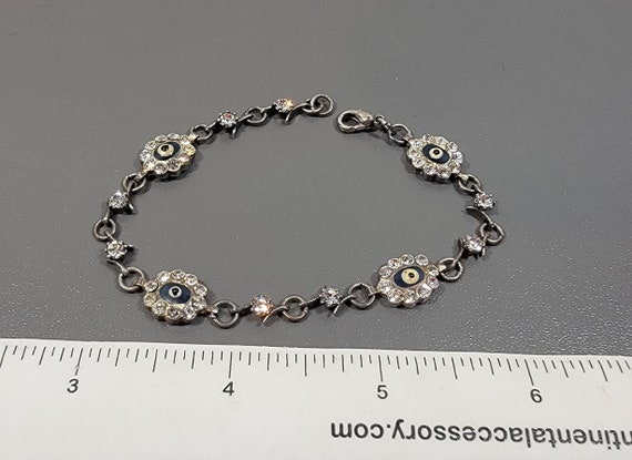 evil eye bracelet sterling silver rhinestone - image 1