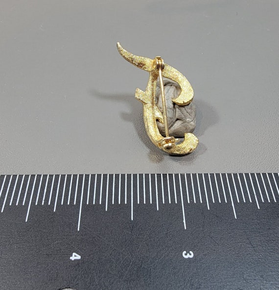 brooch initial pin letter F cursive script gold t… - image 2