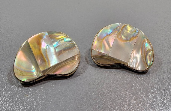 celia sebiri inlay earrings brass mother of pearl