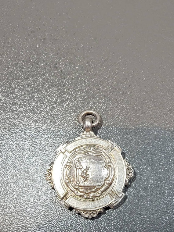 sterling silver fob lawn bowling medallion fob art