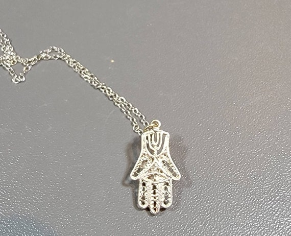 hamsa hand pendant filigree sterling silver hand … - image 2