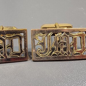 antique cufflinks gold filled rectangular monogram