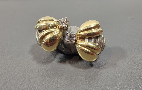 bee earrings sterling silver 18 karat gold cz pie… - image 8