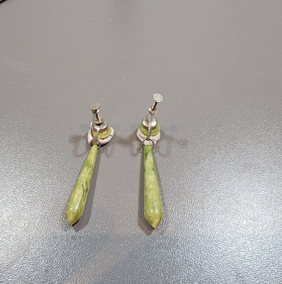 marble plastic earrings green dangle drop screw o… - image 2