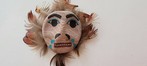 Alaskan artist brooch mask carved artist handmade - image 3