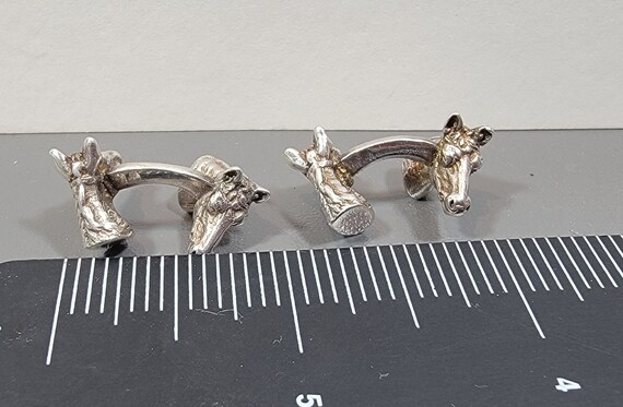 horse cufflinks sterling silver heavy - image 4