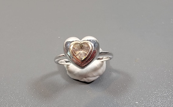 heart ring sterling silver 9 karat welsh gold usa 8 3/4